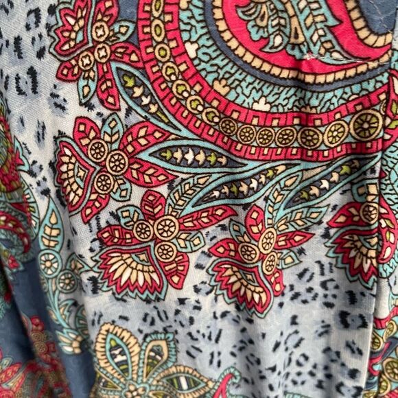 Boemo Blue and Red Paisley Long Sleeve Maxi Dress - Picture 6 of 10